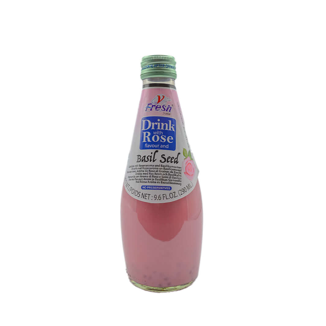 Fresh Drink Rose Flavor Basil Seed Non Alcohol 290ml MD Store