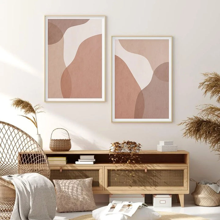 Abstrakte beige geometrische Leinwand-Wandkunst - dekorative Poster und Drucke