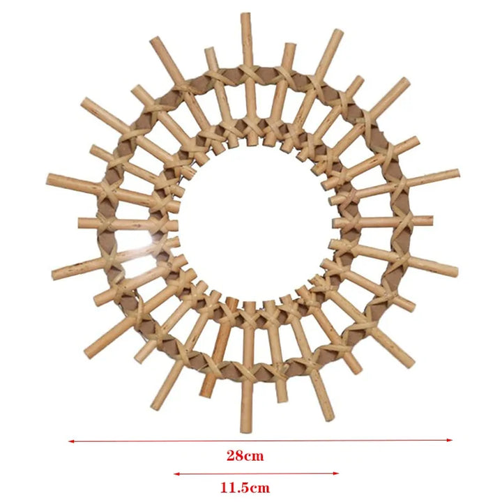 Precise Title: Rattan Round Wall Hang Makeup Mirror