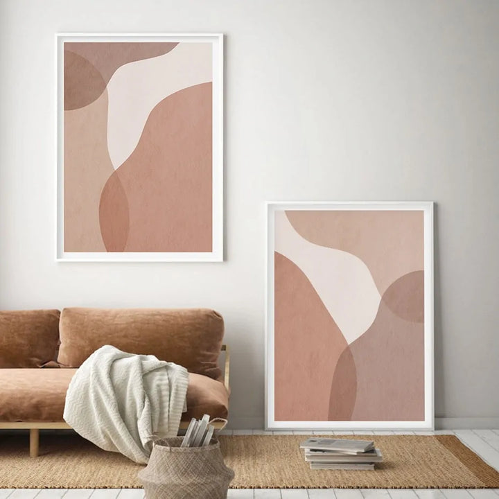 Abstrakte beige geometrische Leinwand-Wandkunst - dekorative Poster und Drucke