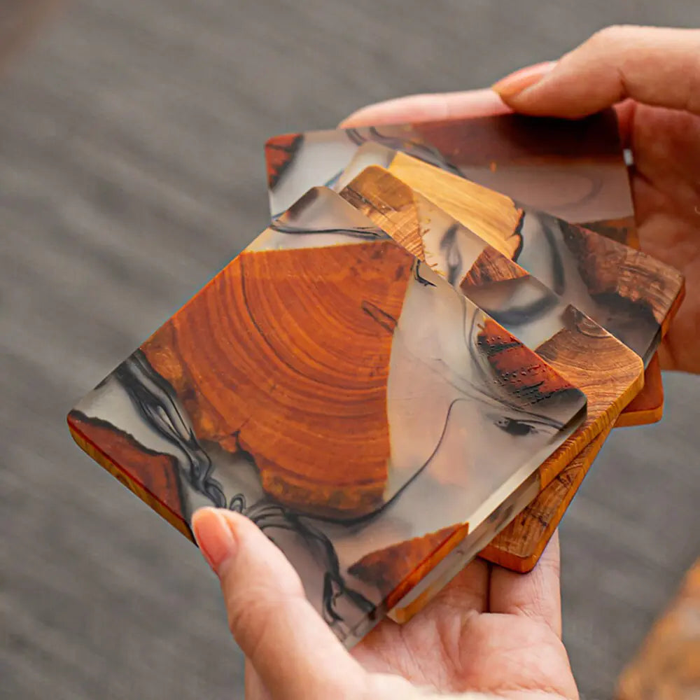 Resin Pine Coasters: 6-Piece Set