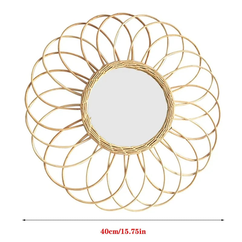 Precise Title: Rattan Round Wall Hang Makeup Mirror