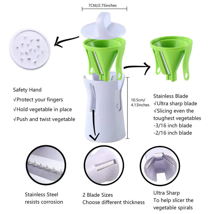 Portable Handheld Vegetable Spiral Slicer