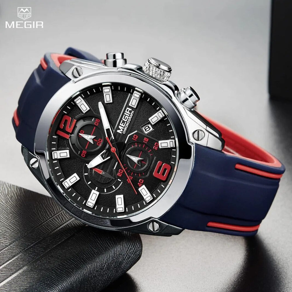 MEGIR Sport Watch Silicone Strap Chronograph Men Quartz Military Watch Waterproof Wrist Watches Relogio Masculino Man Clock-1