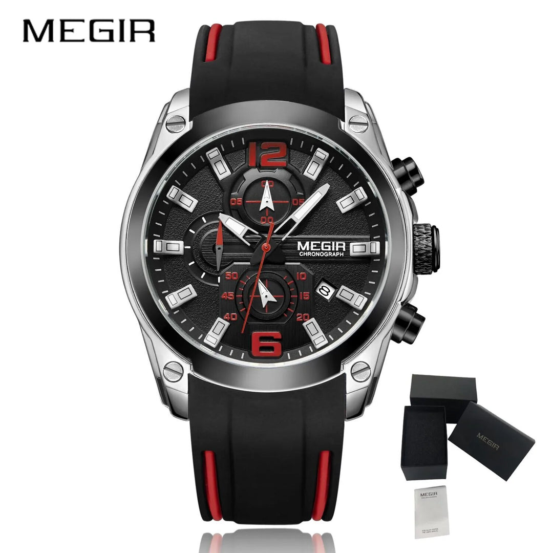 MEGIR Sport Watch Silicone Strap Chronograph Men Quartz Military Watch Waterproof Wrist Watches Relogio Masculino Man Clock-6