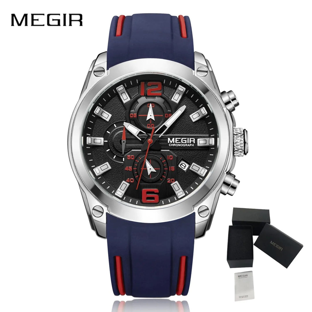 MEGIR Sport Watch Silicone Strap Chronograph Men Quartz Military Watch Waterproof Wrist Watches Relogio Masculino Man Clock-7