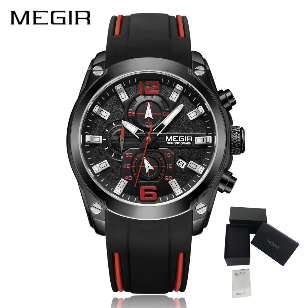 MEGIR Sport Watch Silicone Strap Chronograph Men Quartz Military Watch Waterproof Wrist Watches Relogio Masculino Man Clock-8