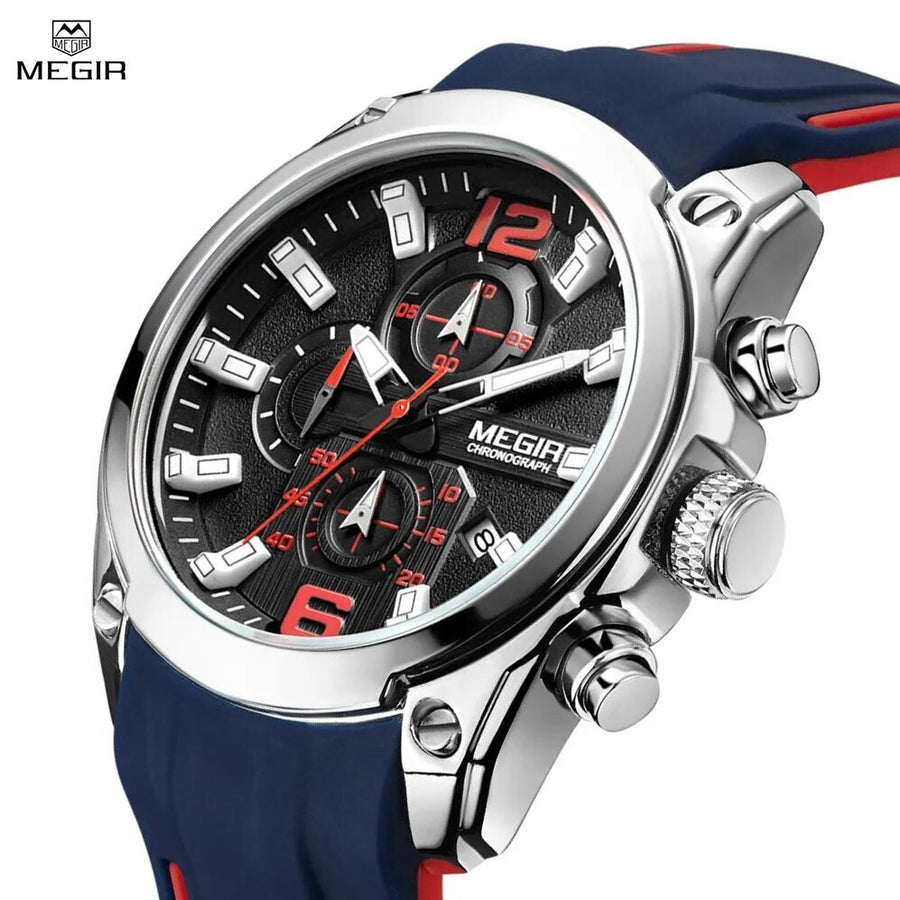 MEGIR Sport Watch Silicone Strap Chronograph Men Quartz Military Watch Waterproof Wrist Watches Relogio Masculino Man Clock-0