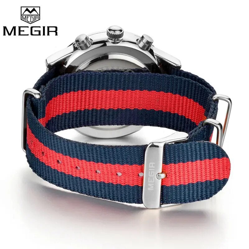 MEGIR Original Watch Strap Accessories Leather Silicone Stainless Steel Canvas-3