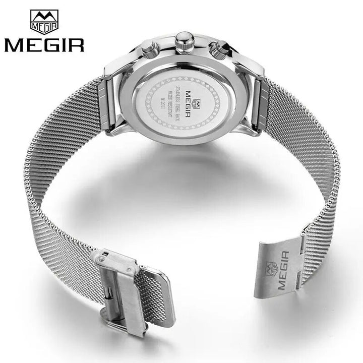 MEGIR Original Watch Strap Accessories Leather Silicone Stainless Steel Canvas-4