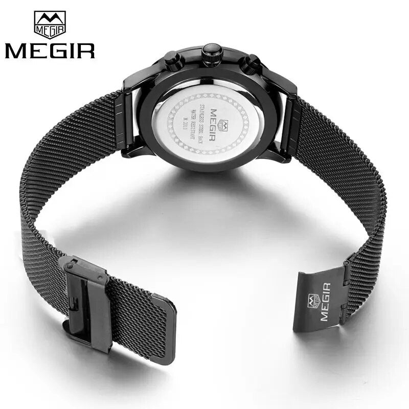 MEGIR Original Watch Strap Accessories Leather Silicone Stainless Steel Canvas-5