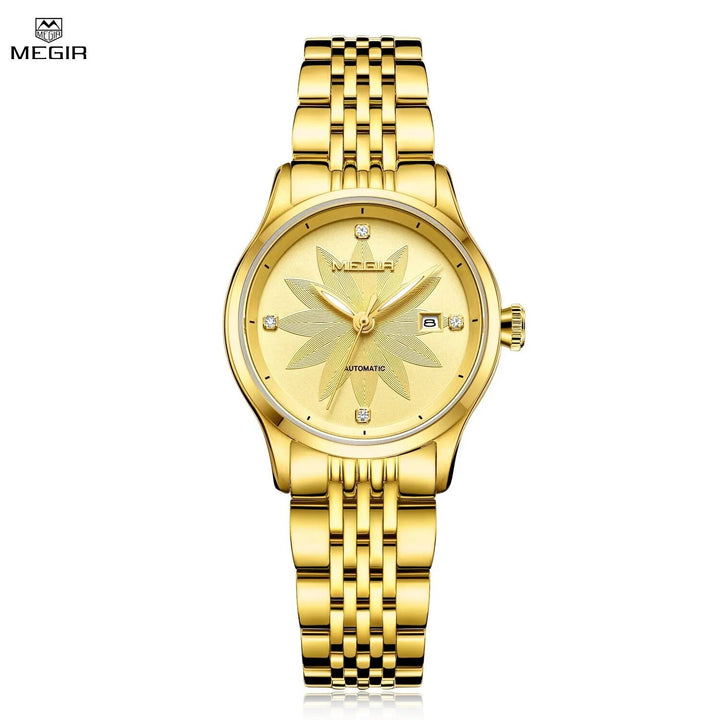 MEGIR Fashion Business Casual Watch for Women Sapphire Automatic Mechanical Wrist Watch Ladies Stainless Steel Female Date Clock-0