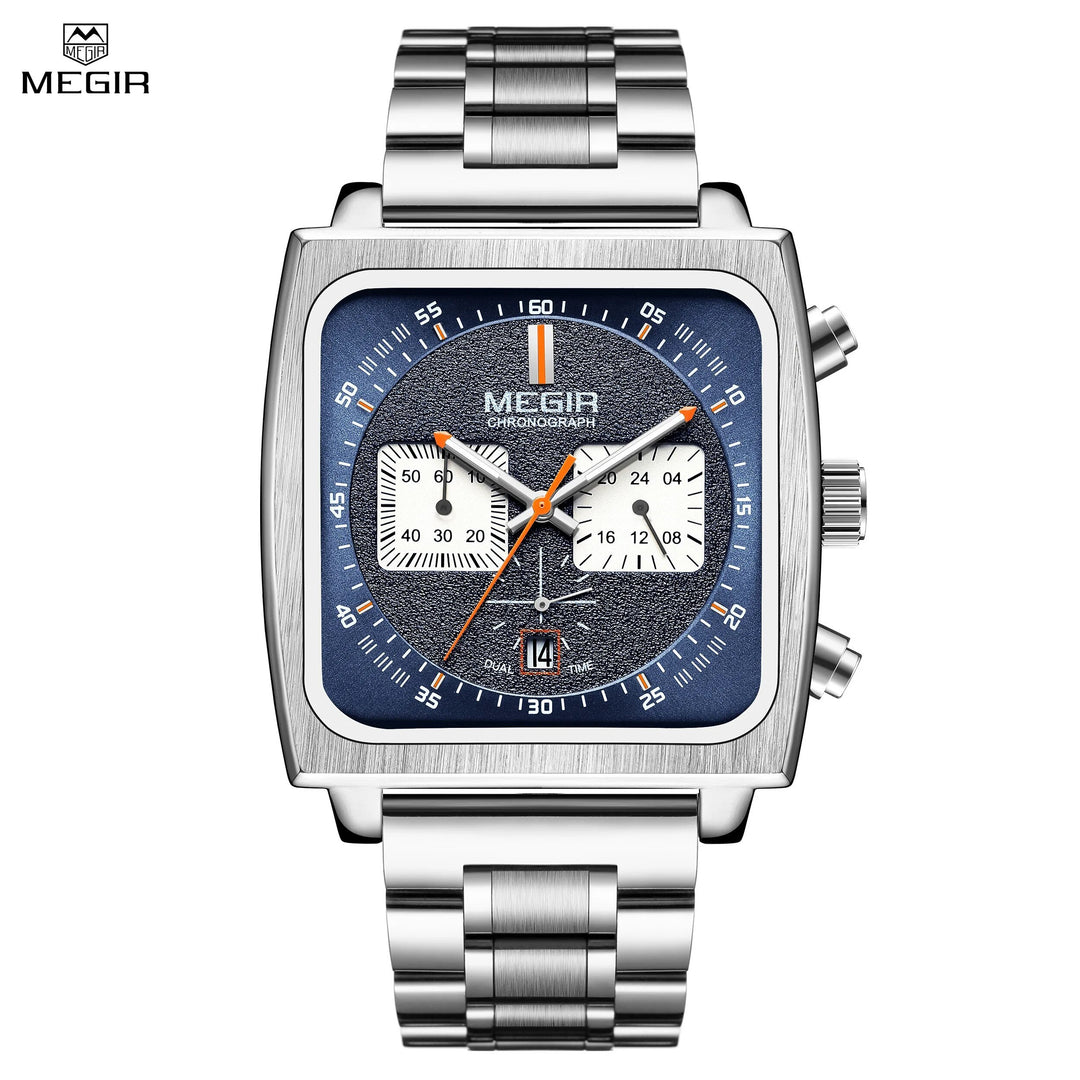 MEGIR Reloj Hombre Original Luxury Business Watch for Men Steel Band Quartz Wristwatch Chronograph Clock-1