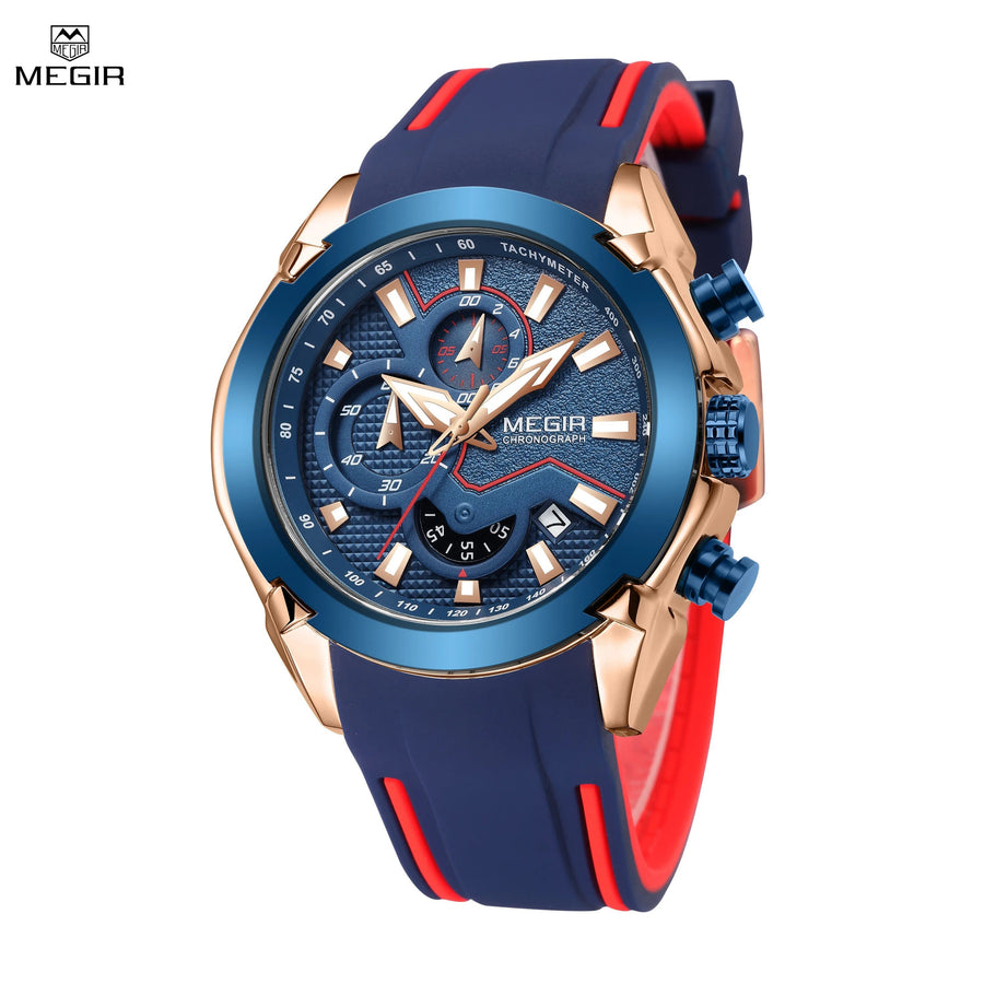 MEGIR Fashion Men's Watches Silicone Military Sport Watch Waterproof Date Chronograph Clock Wrist Watch Relogio Masculino 2065-0