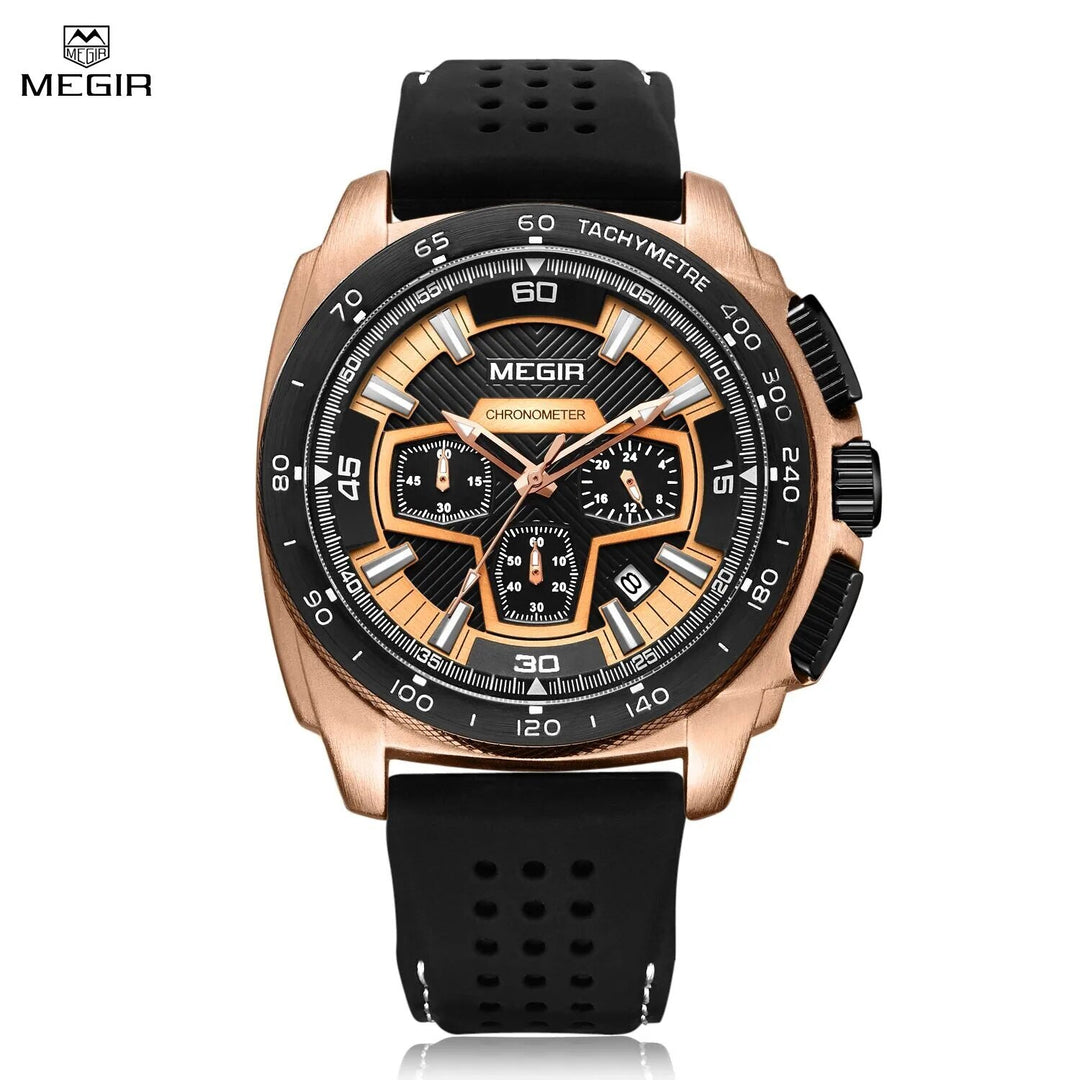 MEGIR Chronograph Men Sport Watch Fashion Silicone Army Military Watches Relogio Masculino Quartz Wrist Watch Clock Men 2056-1