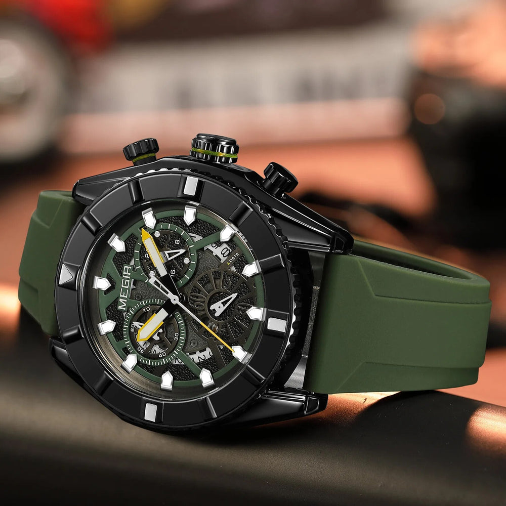 MEGIR Big Dial Watches Men Quartz Military Watch Silicone Strap Sport Watch Waterproof Clock Male Chronograph Relogio Masculino-1