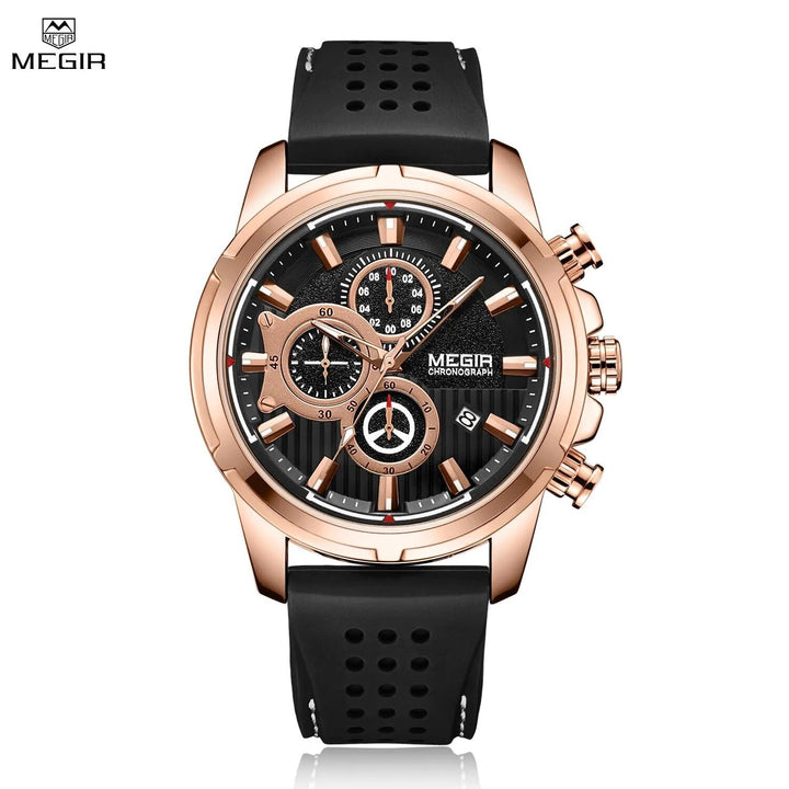 MEGIR Brand Luxury Sport Quartz Watch Silicone Chronograph Men Wristwatches Waterproof Male Calendar Clock Wrist Watch 2101-0