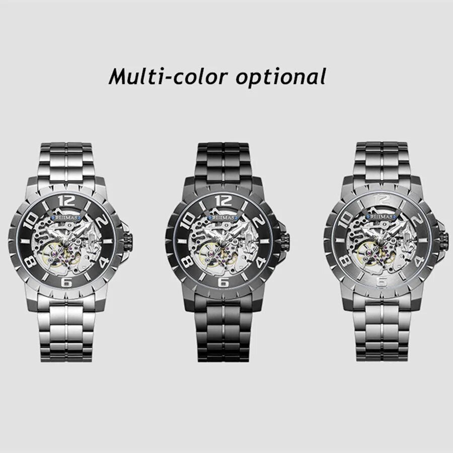 RUIMAS Men Mechanical Watch Luxury Automatic Stainless Steel Bracelet Wristwatches 5ATM Waterproof Clock Relogio Masculino-3