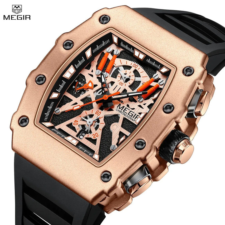 MEGIR Luxury Outdoor Sport Wristwatch for Mens Silicone Waterproof Watches Quartz Wrist Watch Male Clock Military Watch 2218-1