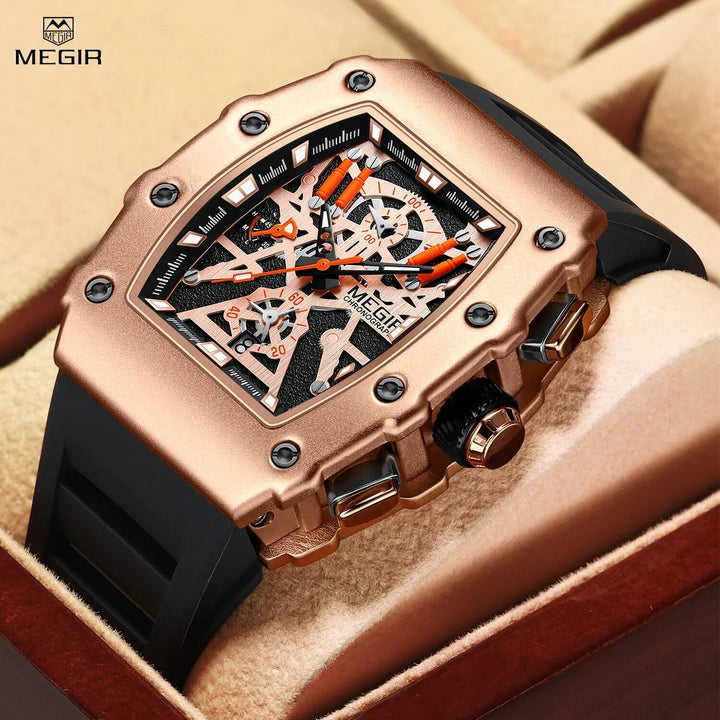 MEGIR Luxury Outdoor Sport Wristwatch for Mens Silicone Waterproof Watches Quartz Wrist Watch Male Clock Military Watch 2218-0