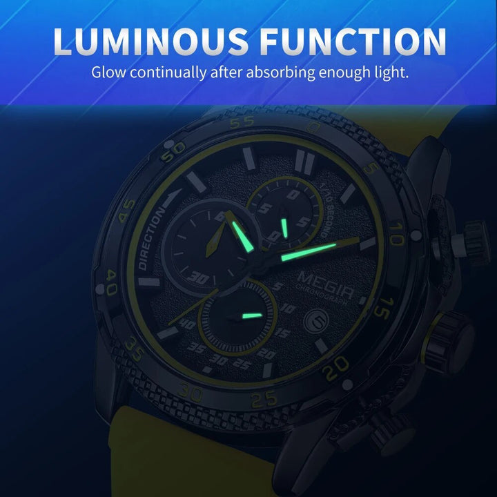 MEGIR Mens' Watches Luxury Fashion Military Sport Watch for Man Waterproof Luminous Silicone Quartz Wrist Watch Clock 2211-2