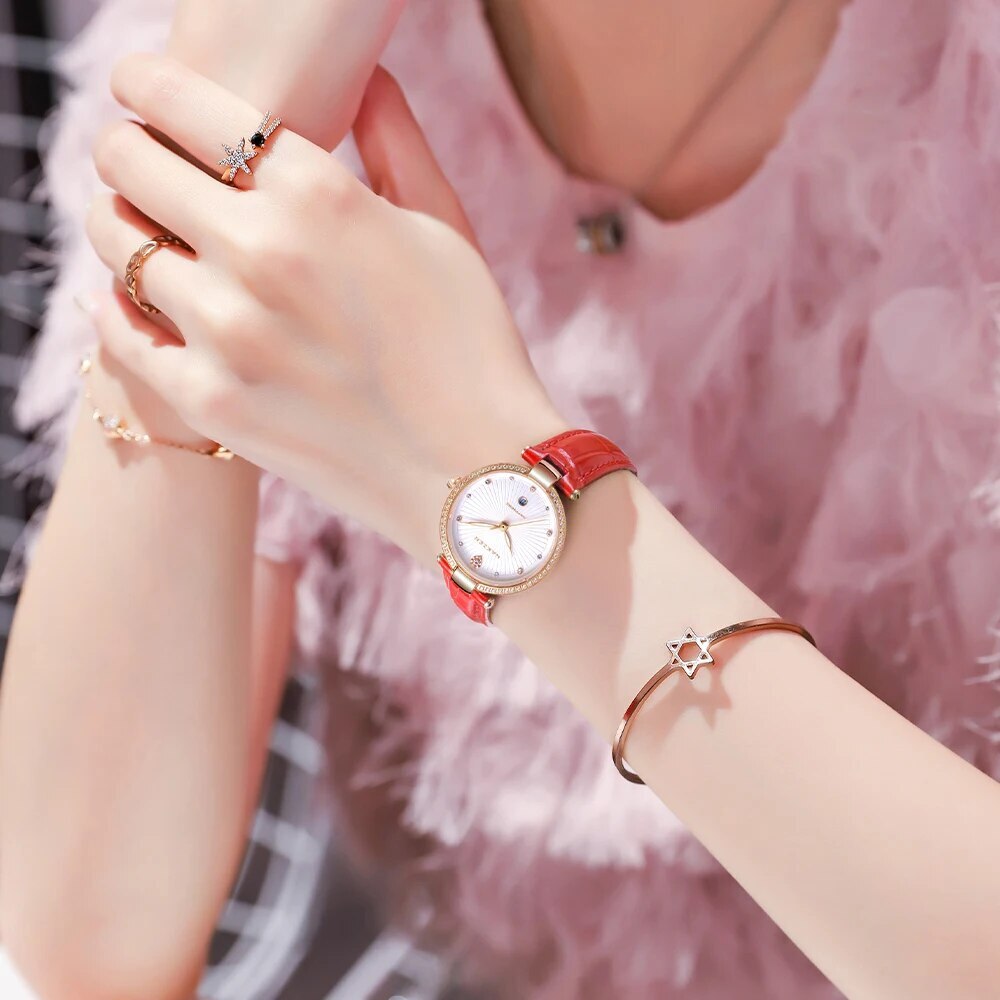 Fashion Women Watches 2021 New Leather Minimalist Watch Ladies Quartz Japan Movement Dress Wrist Watch Clock Montre Femme-3