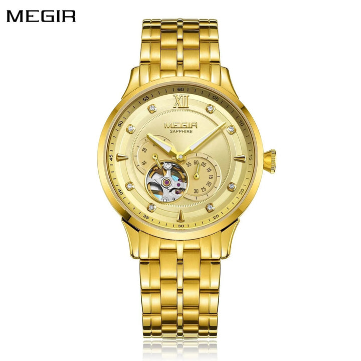 MEGIR Luxury Men Watches Stainless Steel Automatic Mechanical Watch Sapphire Steel Case Business WristWatch Montre Homme-0