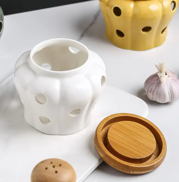 Elegant Porcelain Garlic Keeper