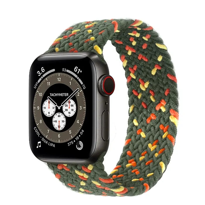 Geflochtenes Solo Loop-Nylonband für Apple Watch Series 3–6 und SE (Größen: 44 mm, 40 mm, 38 mm, 42 mm)