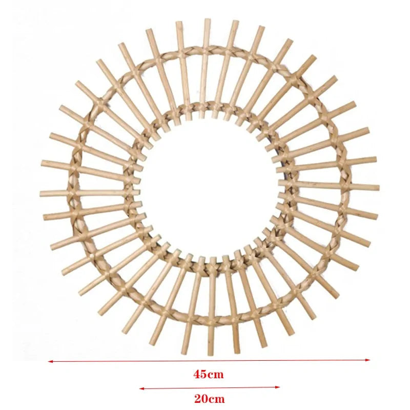 Precise Title: Rattan Round Wall Hang Makeup Mirror