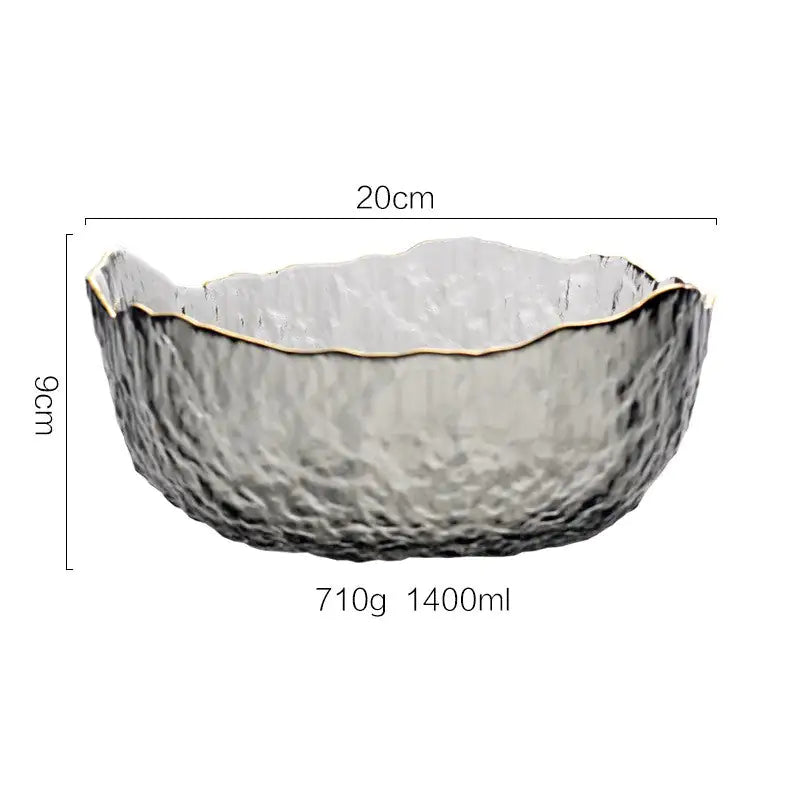 Gold Inlay Glass Serving Bowl