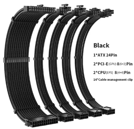 Teucer Tc-35 Netzteil-Verlängerungskabel-Set, schwarz