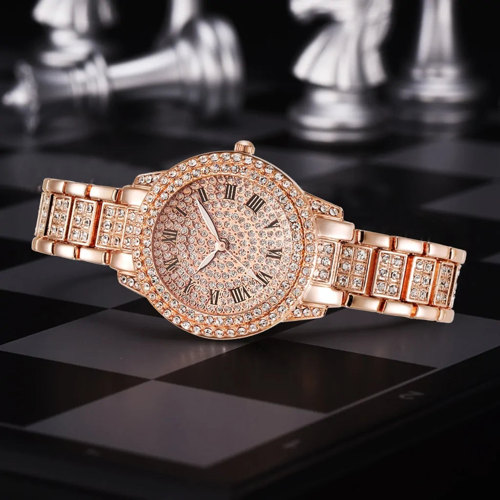 Diamond Crystals Watch and Bracelet Set