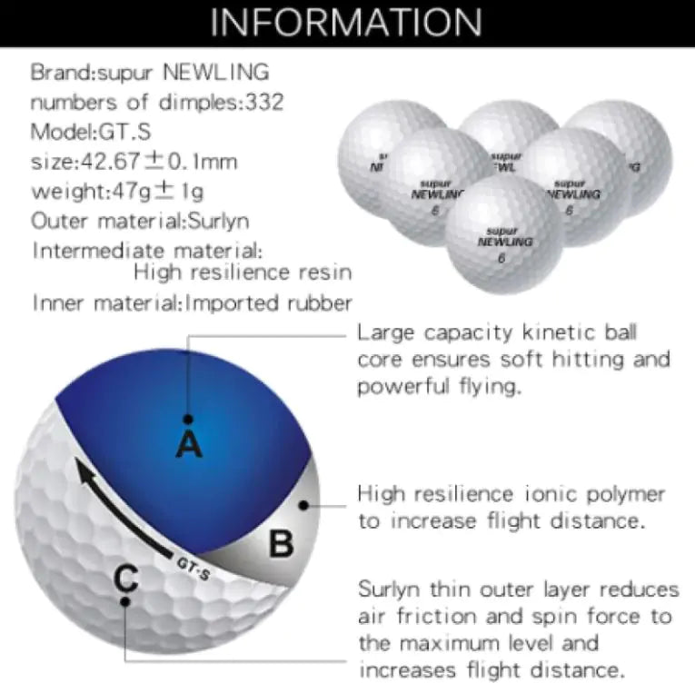 Golf Three-Tier Game Ball Super Long Distance Next Game Ball