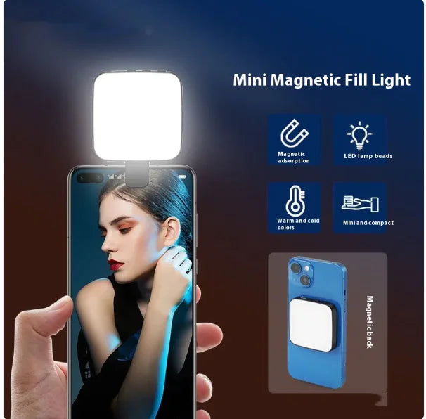 W42 Mini Magnetic Mobile Phone Fill-in Light for Live Shooting