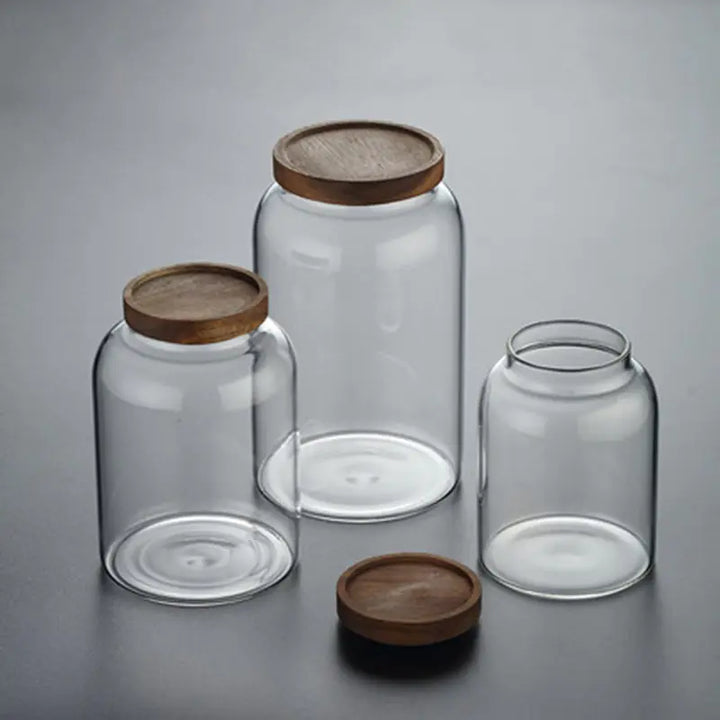 Large-Capacity Glass Jar with Wooden Lid