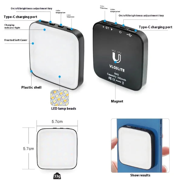 W42 Mini Magnetic Mobile Phone Fill-in Light for Live Shooting