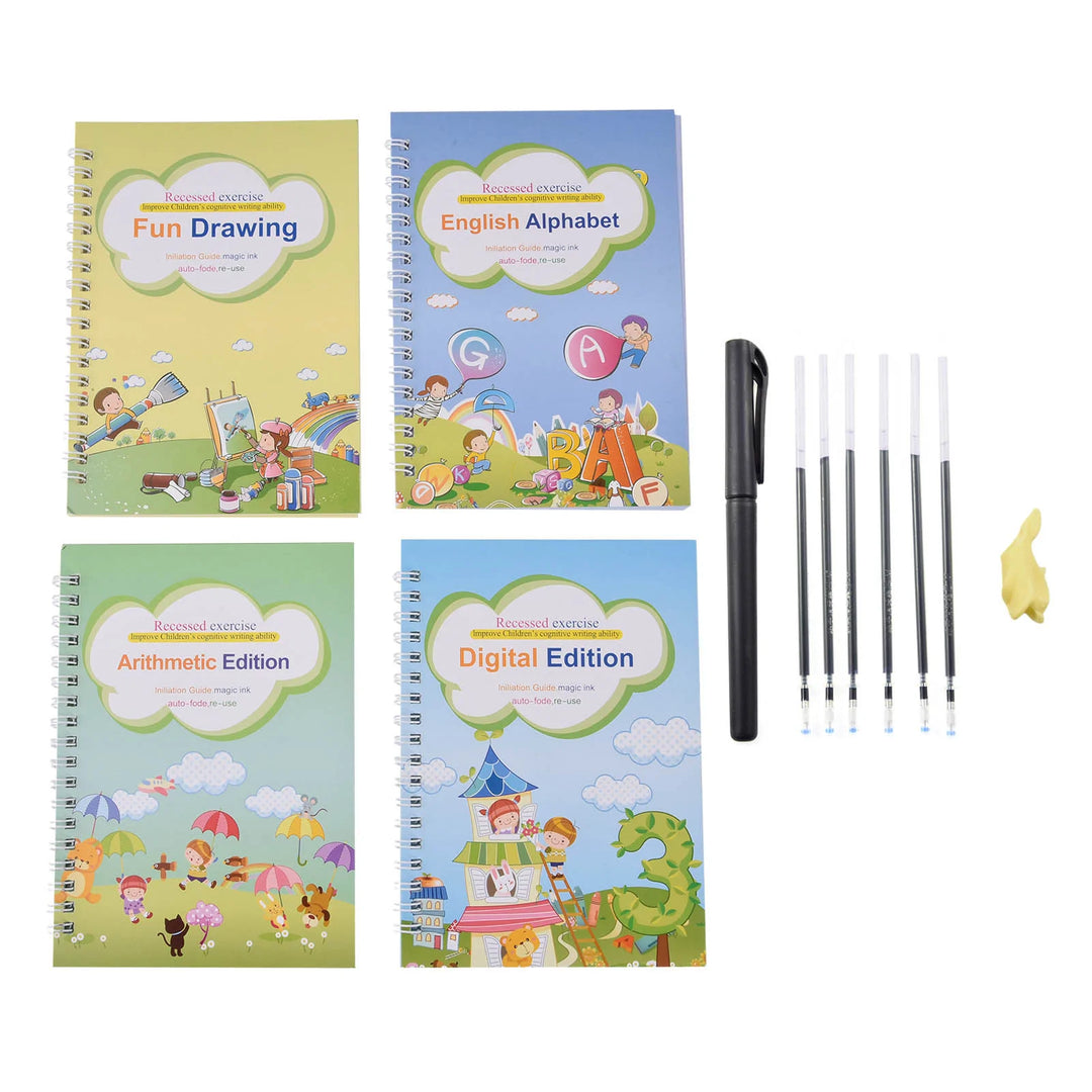 Kinder-Handschrift-Nachzeichner-Set mit magischem Übungsheft und Stift