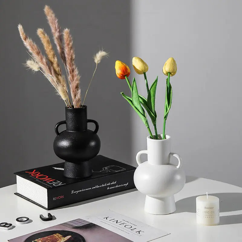 White Black Ceramic Vases