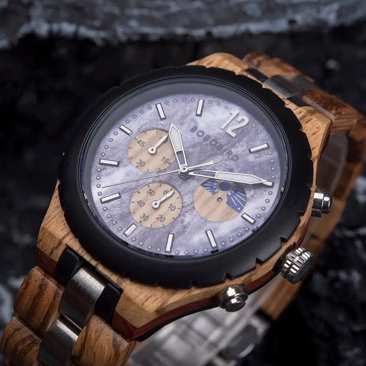 Luxuriöse Chronographenuhr aus Holz für Herren