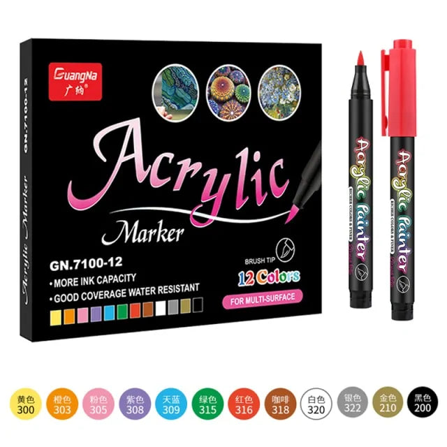 Acryl-Malstifte in 36 Farben.