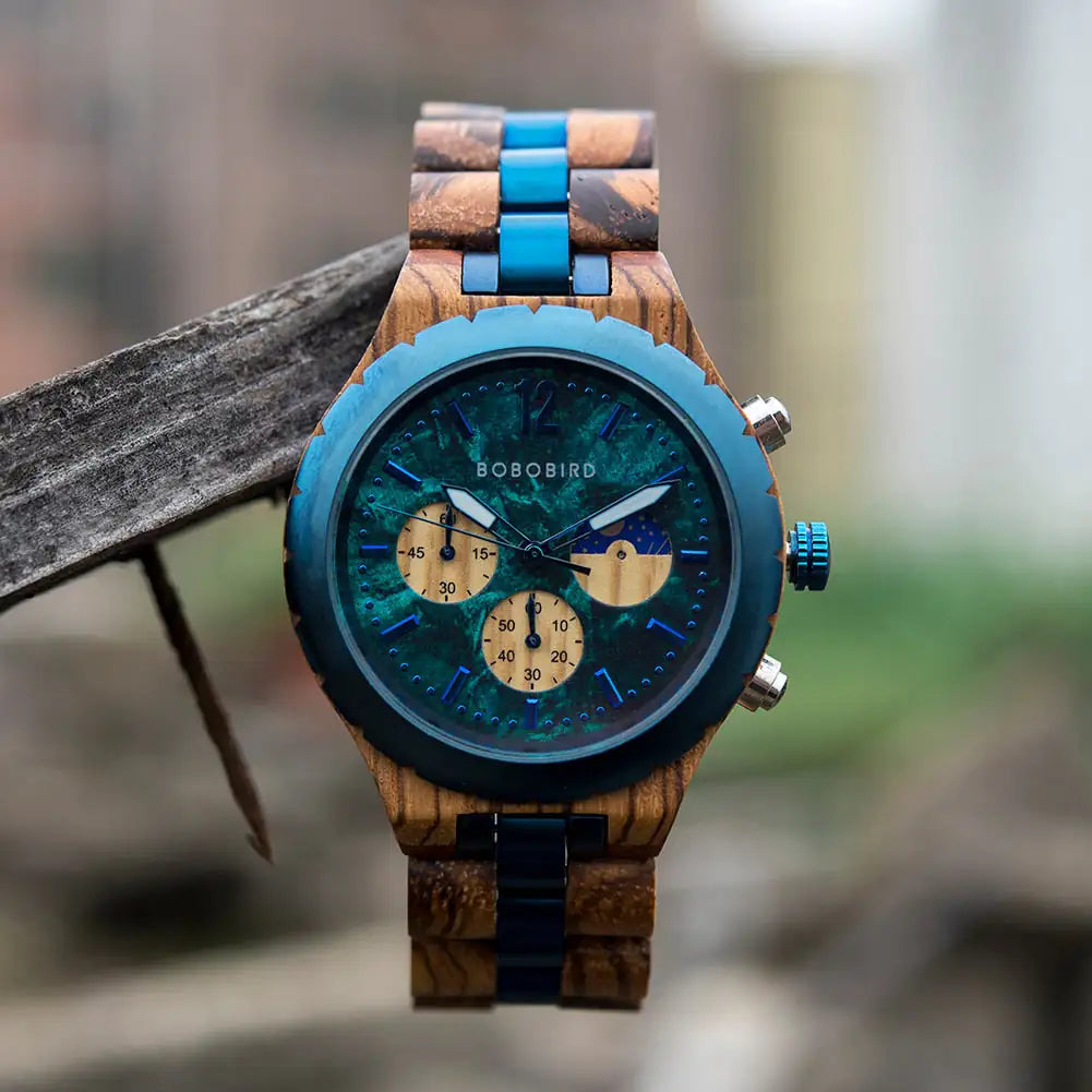 Luxuriöse Chronographenuhr aus Holz für Herren