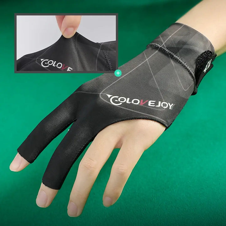 Open Finger Billiard Pool Gloves Adjustable Sticker Polyester Billiard Gloves Portable Lightweight Reusable Training Accessories