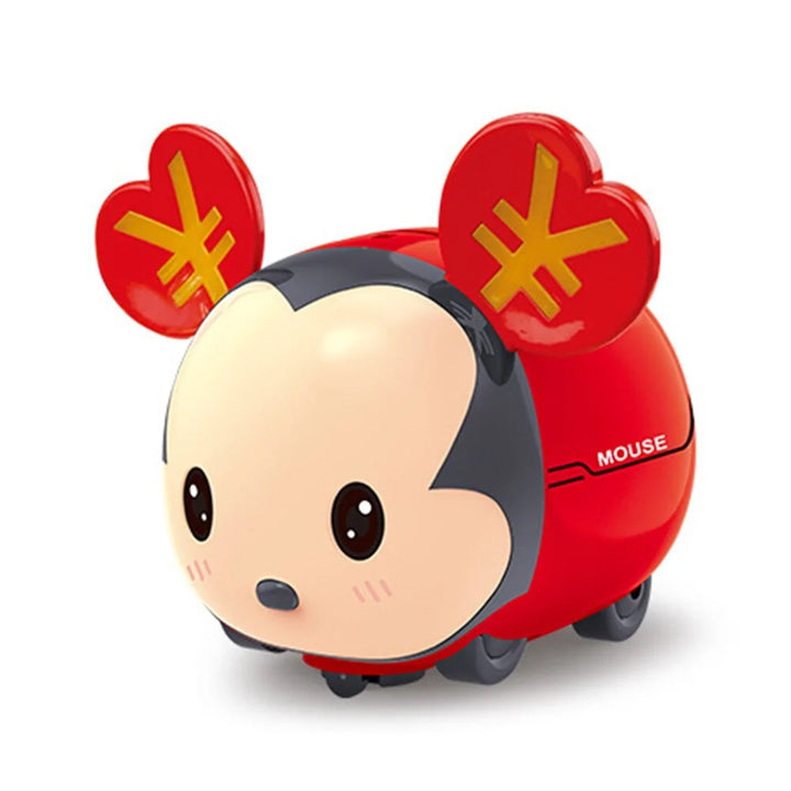 Traditional Chinese Mouse Automatic Coin Bank: Cute Rat Year Mascot, Red Pocket Money Saving Box for Kids