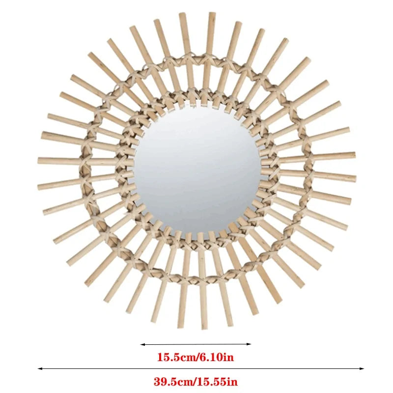 Precise Title: Rattan Round Wall Hang Makeup Mirror