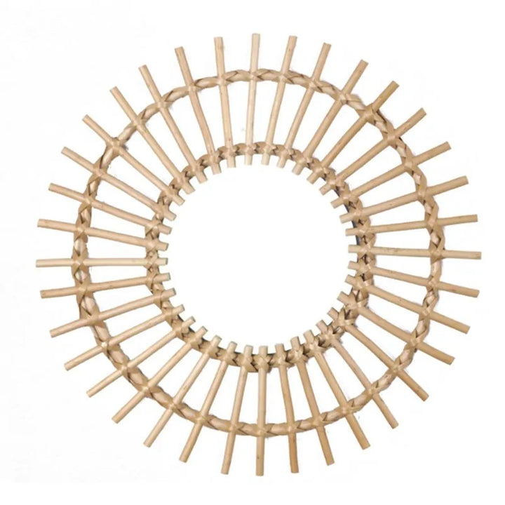 Precise Title: Rattan Round Wall Hang Makeup Mirror