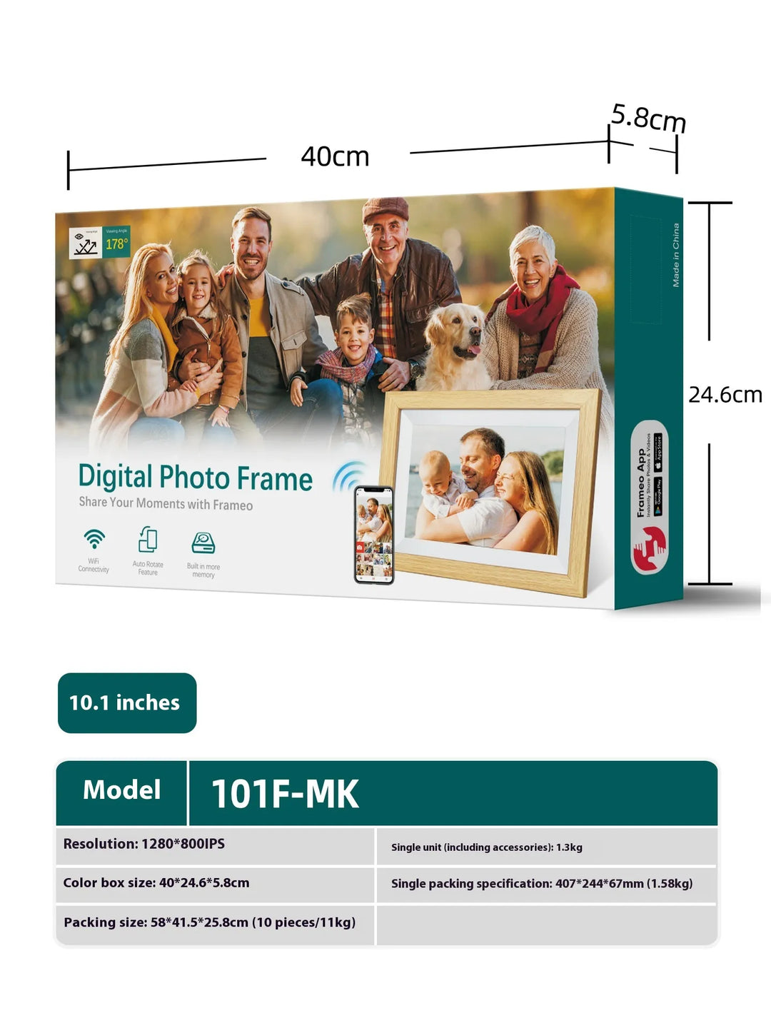 101 Inch WiFi Digital Photo Frame IPS Touch Screen