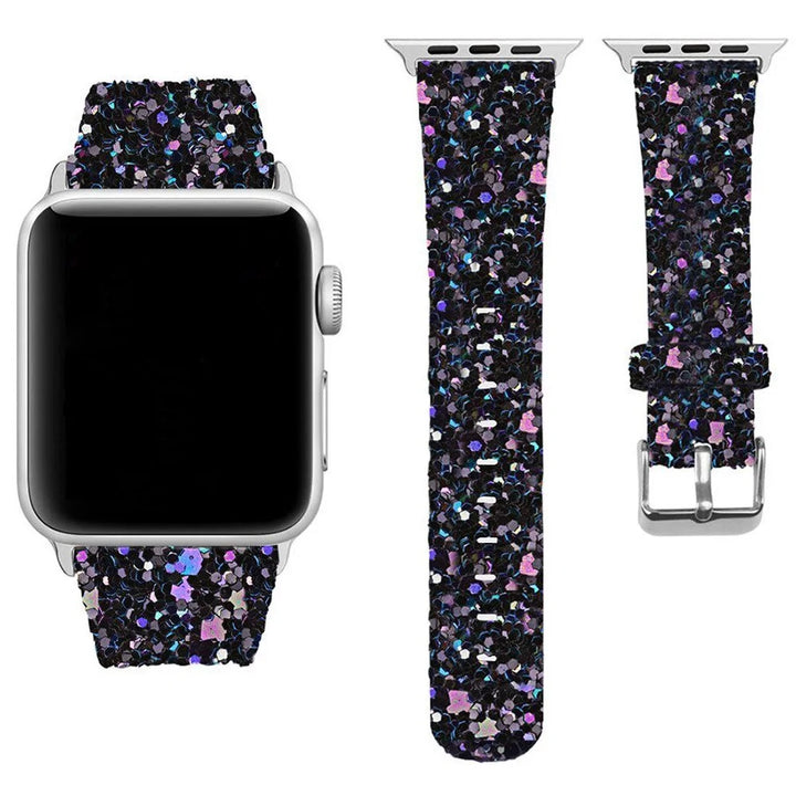 Bling-Lederarmband für Apple Watch: Serie 6, SE, 5/4/3