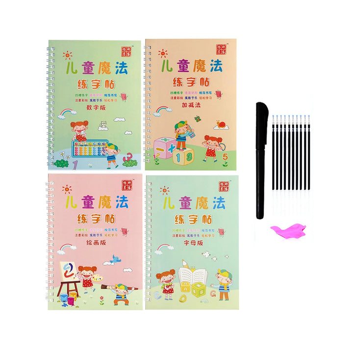 Children's Handwriting Tracing Book Set with Magic Practice Copybook and Pen