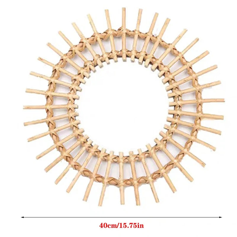 Precise Title: Rattan Round Wall Hang Makeup Mirror